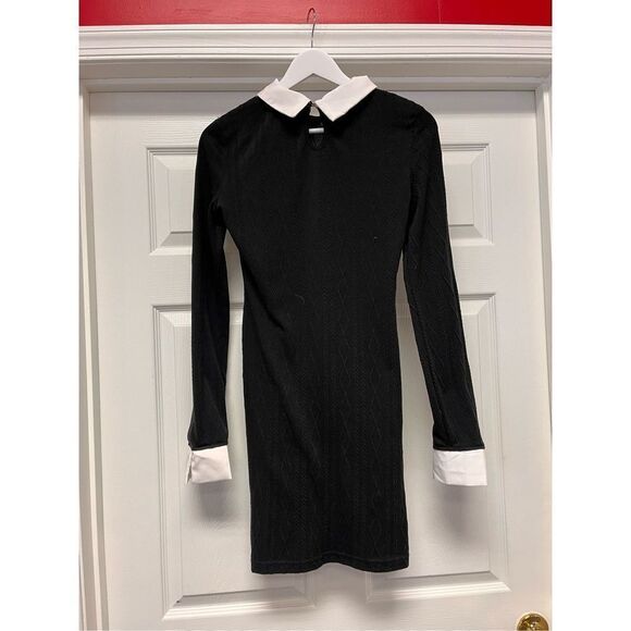 Wednesday Adams Black & White Knit Dress sz M EUC - Picture 5 of 7